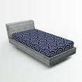 thumbnail image 2 of Ambesonne Ethnic Fitted Sheet, Folk Art Ikat Pattern Zigzag, Twin XL Size, Navy Blue and Eggshell, 2 of 5
