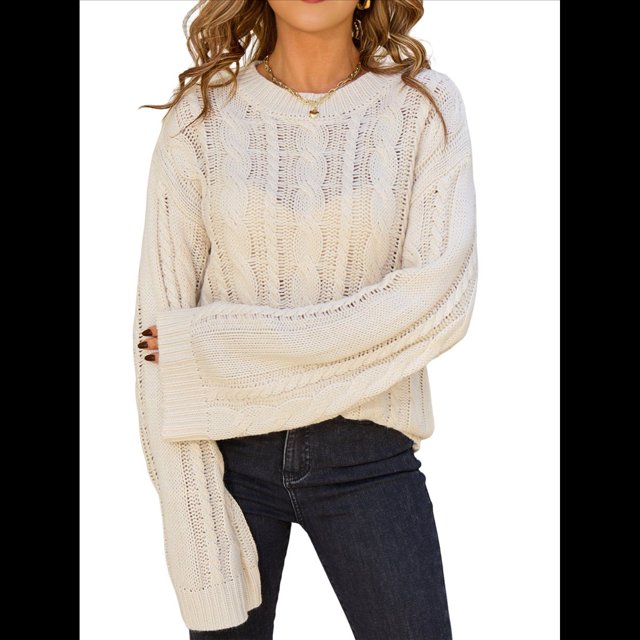 Suéteres de Mujer de Punto con Cuello Redondo, Informales, de Larga, Estilo Túnica de Otoño. Albaricoque L