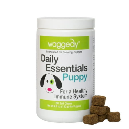 UPC: 0860250002632 | Waggedy Puppy Multivitamin & Immune System Booster  Chewable Dog Vitamins (60 Count)