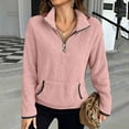 thumbnail image 5 of UAMVSH Fleece Sweatshirts for Women Quarter Zip Long Sleeve Pullover Shirts Soft Winter Sherpa Stand Collar Thermal Tops with Pocket, 5 of 6