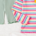 thumbnail image 4 of Faraee 3 Pack Toddler Girls Long Sleeve Shirts Baby Ribbed Layering Crew Neck Basic Tee Flower Casual Slim Fit Tops (2-3T,Light Green), 4 of 5