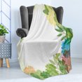 thumbnail image 4 of Green Flower Soft Flannel Fleece Blanket, Floral Pattern Wildflowers Leaves and Butterflies Nature Inspired Illustration, Cozy Plush for Indoor and Outdoor Use, 50" x 60", Multicolor, by Ambesonne, 4 of 5