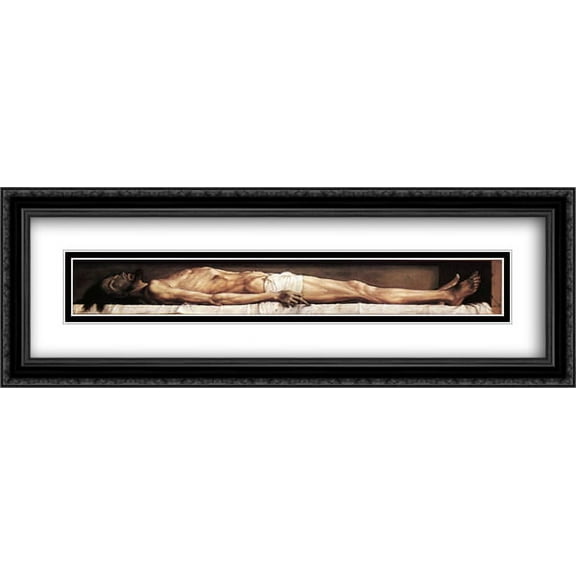 The Body of the Dead Christ in the Tomb 2x Matted 40x14 Large Black Ornate Framed Art Print by Holbein, Hans (Younger)