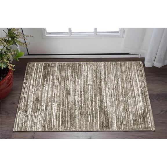 HomeRoots 575302 2 x 3 ft. Striped Distressed Rectangle Area Rug, Brown & Ivory