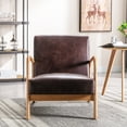 thumbnail image 5 of Knubmt Mid Century Modern Microfiber Accent Chair with Wood Frame, Upholstered Fabric Armchair for Living Room, Bedroom, Office, Dark Brown, 5 of 8