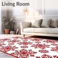 thumbnail image 2 of ODIKA 6'x9' Machine Washable Non-Slip Area Rug, Festive Holiday Punch Needle Featuring Classic Snowflake Motifs High Traffic Rug, Red, 636125, 2 of 7