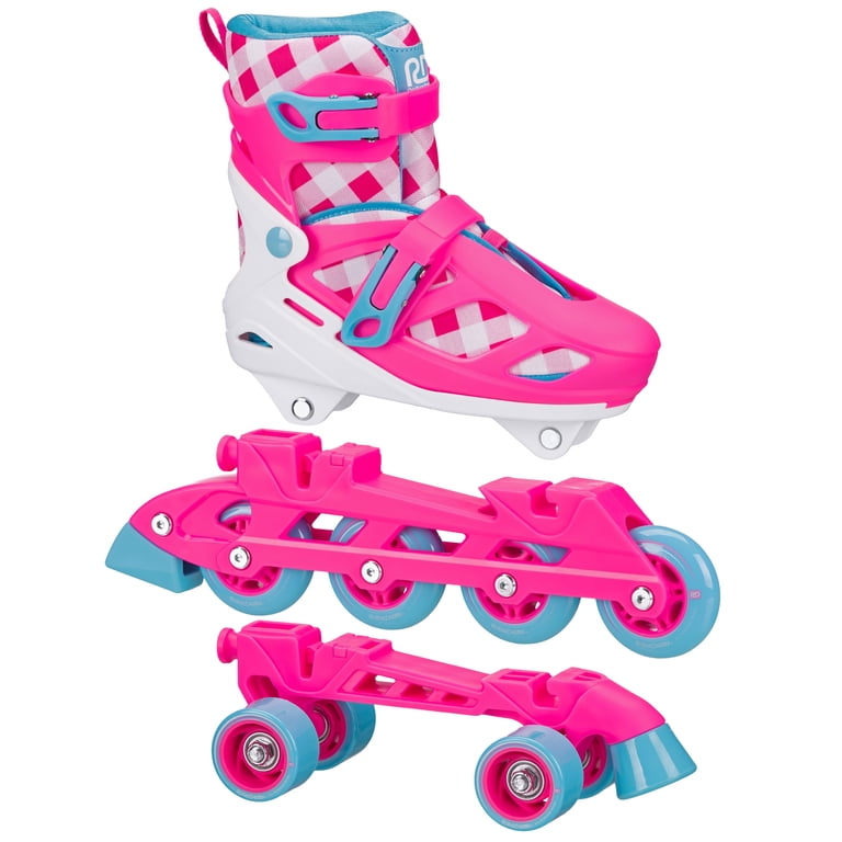 Roller Derby Girls 2-in-1 Roller/Inline Skates, Pink Gingham photo 4