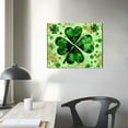 thumbnail image 4 of Nawypu St. Patrick's Day Framed Canvas Wall Art for Living Room Shamrocks Clover Green Plaid Wall Decor, Lucky Clover Aesthetic Paintings for Bedroom Office Kitchen, Ready to Hang Wall Picture, 4 of 5