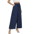 thumbnail image 3 of Uvplove Women's Wide Leg Trousers Palazzo Pants Drawstring Waist Summer Loose Trousers with Pockets Navy Blue-XXL, 3 of 14