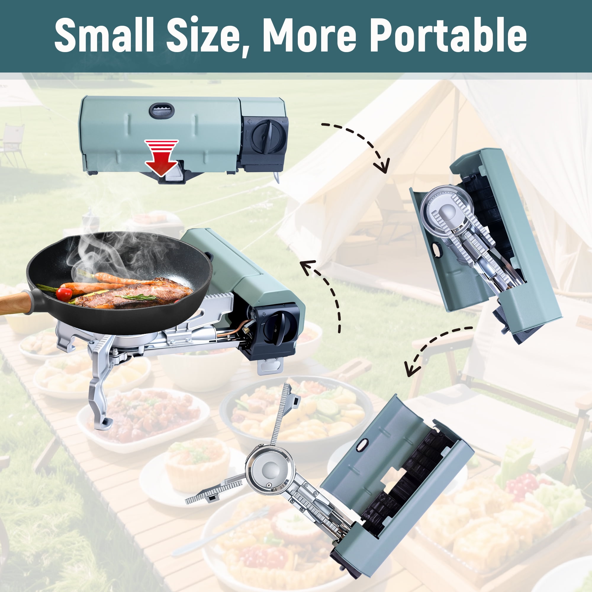 SaveJoy Camping Stove, 1 Burner Foldable Tabletop Portable Butane Gas Stove with Carrying Case for Camping, Outdoor Cooking