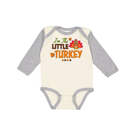 Inktastic Thanksgiving Im the Little Turkey Boys or Girls Long Sleeve Baby Bodysuit