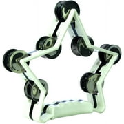 Directly Cheap Ergonomic-Grip Star-Shape Tambourine, 28 Jingles, White