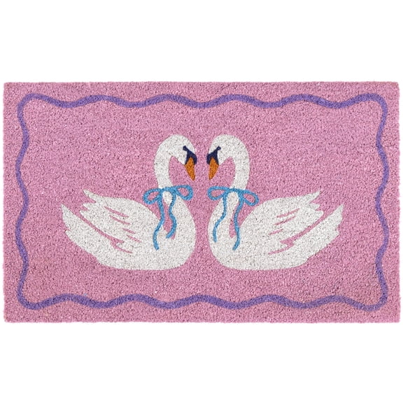 Mainstays Pink Swan Outdoor Doormat, 18 in x 30 in
