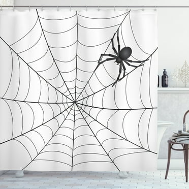 Ambesonne Halloween Shower Curtain, Gothic Monochrome Animal, 69"Wx84"L, Charcoal Grey White