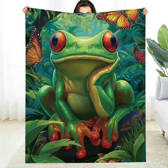 Creowell Frog Blanket, Cute Green Throw for Adults Kids, Gifts for Women and Lovers, Soft Cozy  Kawaii Stuff Decor for Couch Bed  30*40in