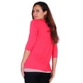 thumbnail image 3 of Simply Ravishing Women's Basic 3/4 Sleeve Hip Length Open Drape Cardigan, 1X, Coral, 3 of 4