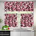 thumbnail image 4 of 3 Piece Kitchen Window Curtain Panel Tiers and Valance Set Kitchen Curtain Set Kitchen Curtain Set with Valance Home Decor 53.9x17.7 Inch+27.5x24 Inch*2 Pink Spot, 4 of 5