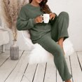 thumbnail image 5 of BXINGOHAI Thermal Fleece 2 Piece Sets for Women fall Winter Solid sweater Casual Comfy Long Sleeve Shirts and Pants 2024 daily outfits Sale Army Green,M, 5 of 6