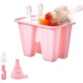 thumbnail image 1 of Popsicle Moules Popsicle Maker 4 Pièces Silicone Glace Pop Moules Réutilisables Facile à Libérer Machine à Glace Pop avec Entonnoir en Silicone et Brosse de Nettoyage Rose, 1 of 7