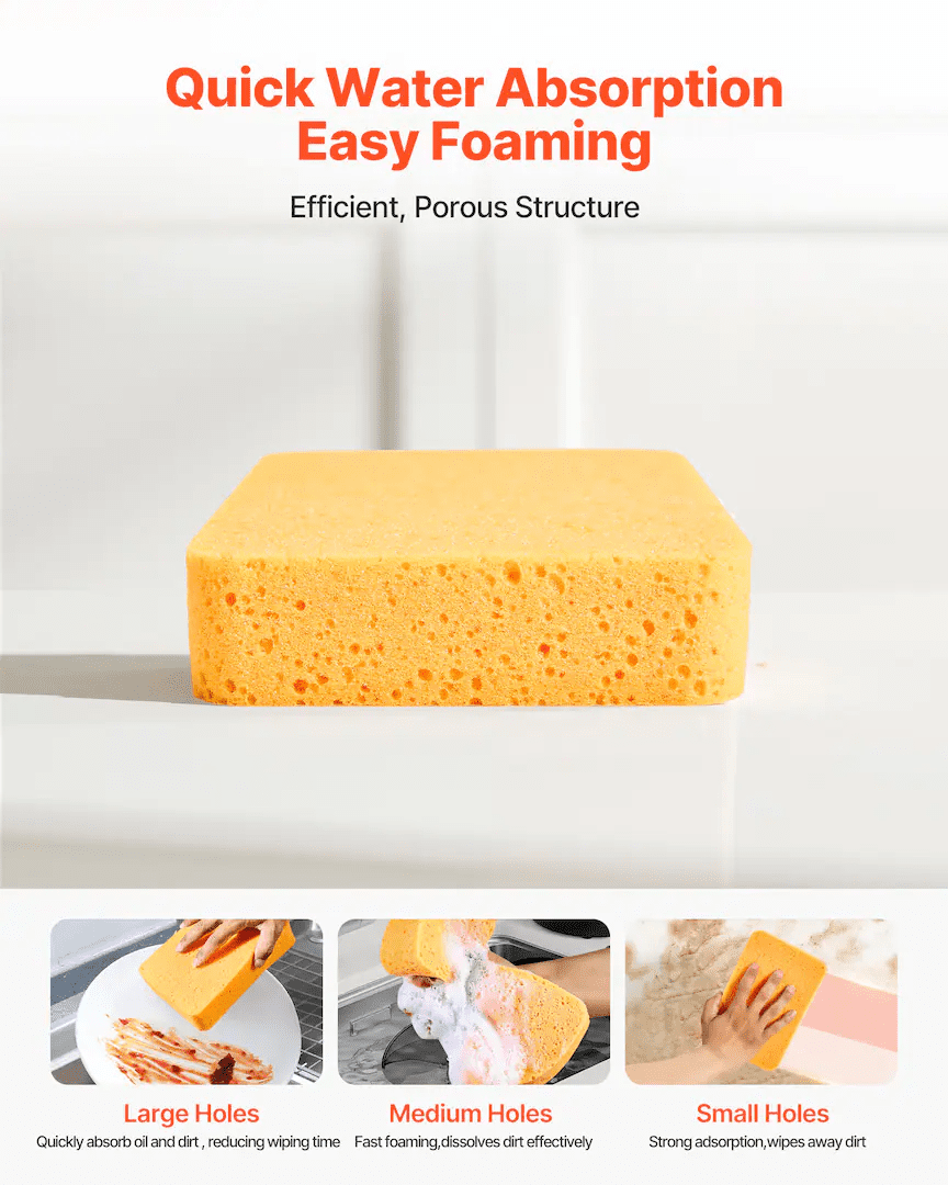 Maircle Scrub Sponge, 6-Pack Non-Scratch Cleaning Sponges for Home, Bathroom & More, Zero Scratch Dish Scrubber