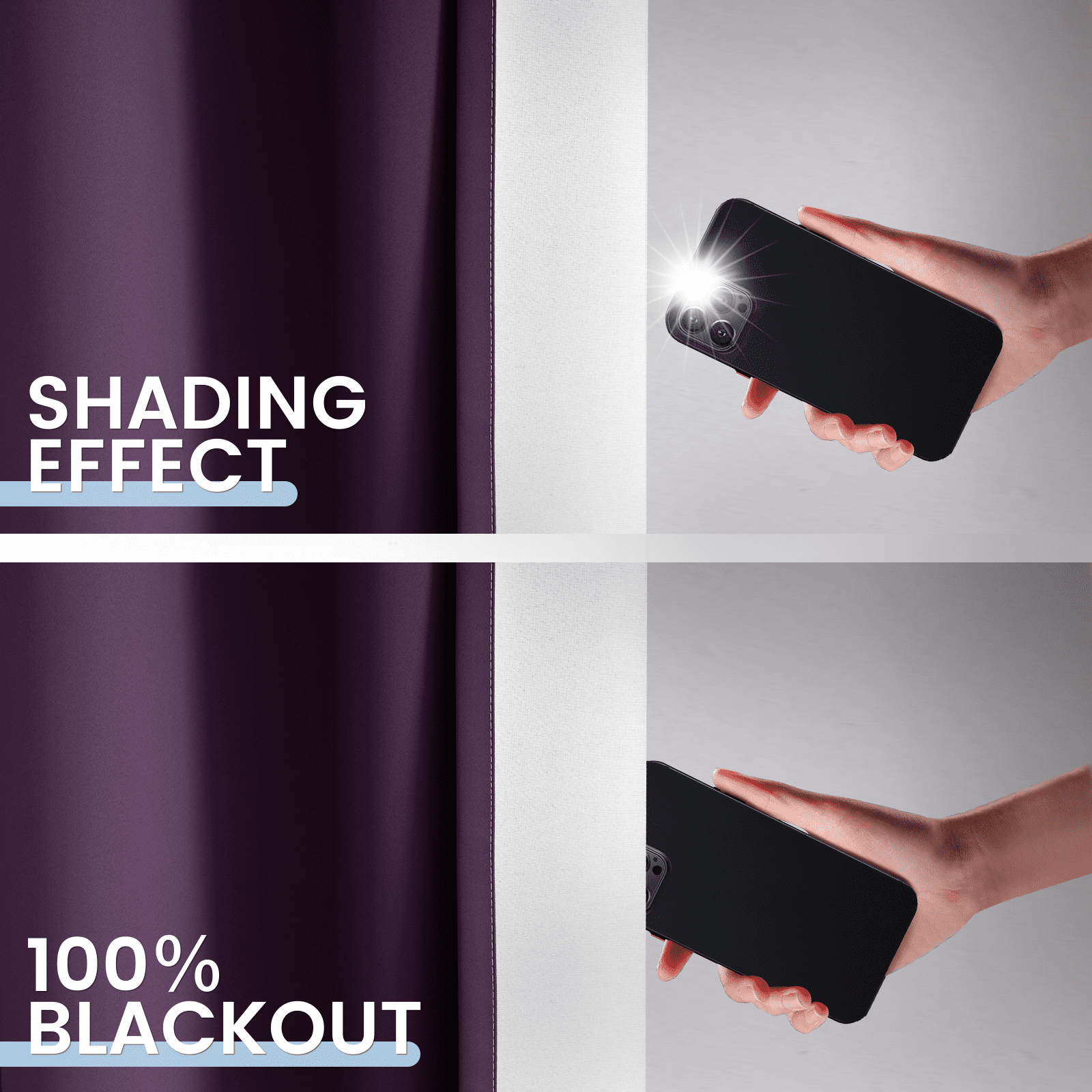 Yakamok 100% Blackout Curtains 84 Inch Length 2 Layers,Purple Curtains for Bedroom Ombre Room Darkening Grommet Gradient Drapes, Light Blocking Thermal Insulated Window Curtains for Living Room