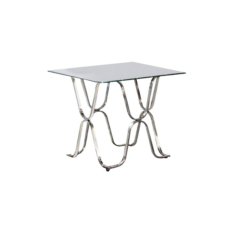Furniture of America Hobbs Contemporary Glass Top End Table in Chrome
