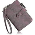 thumbnail image 1 of Womens Small Bifold Leather Wallets Rfid Ladies Wristlet With Card Slots Id Window Zipper Coin Purse - Purple, 1 of 3