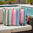 thumbnail image 4 of 2 Pack Outdoor Waterproof Throw Pillow Covers,Abstract Watercolor Vertical Lines Decorative Square Patio Pillowcases for Chair Couch Sofa 16x16in, 4 of 9