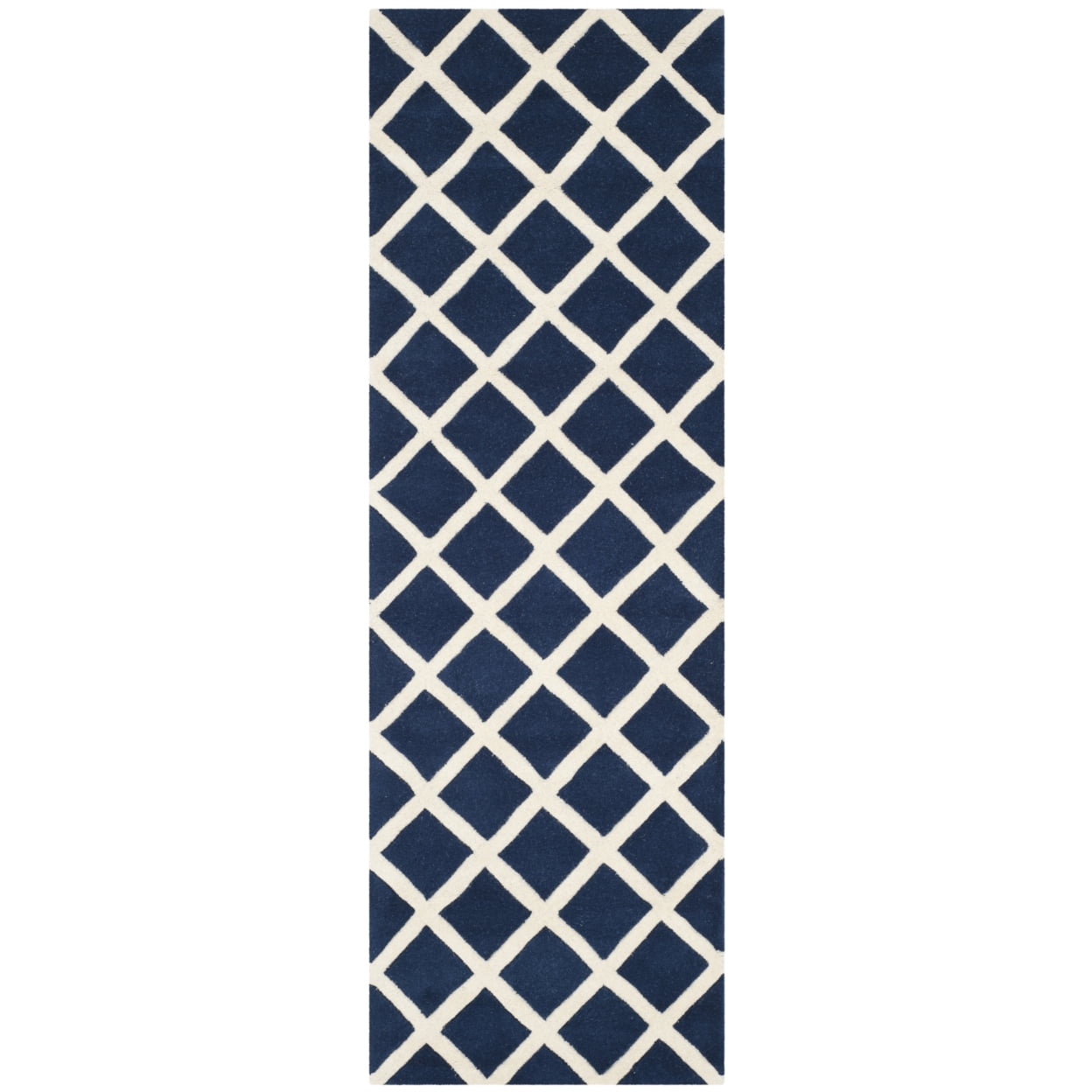 SAFAVIEH Chatham Jahn Geometric Wool Area Rug, Dark Blue/Ivory, 7' x 7' Round