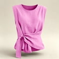 thumbnail image 7 of ClodeEU Women's Crew Neck Sleeveless Side Tie Waist Tank Top,Solid Color Slim Casual Blouse Pink,Women's Plus L, 7 of 7