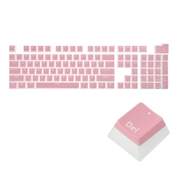 104 Keys Pudding Keycaps Set OEM Profile ABS for 61/87/104 Mechanical Keyboard Layout, Light Pink & Translucent
