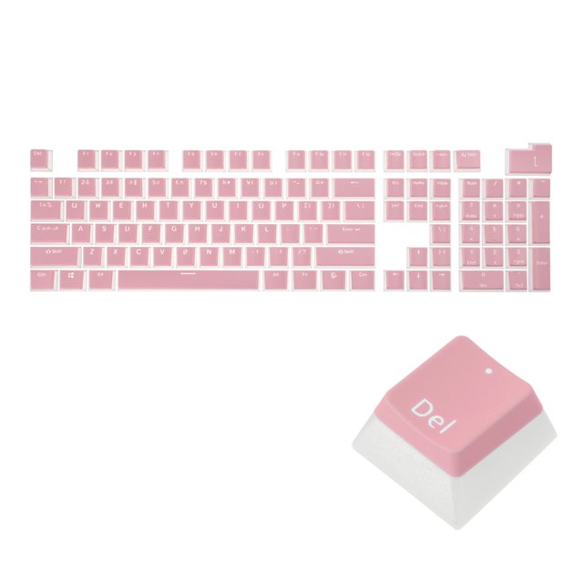 Unique Bargains 108 Keys Pudding Keycaps Set OEM Profile ABS for 61/87/104/108 Mechanical Keyboard Layout, Light Pink & Translucent
