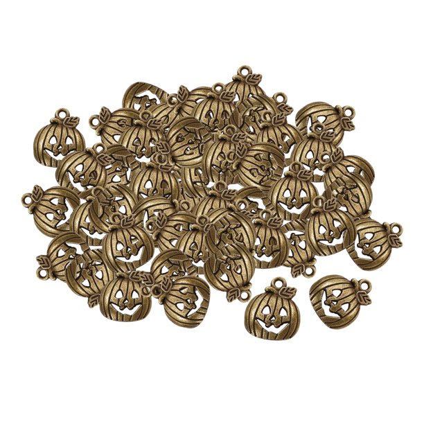 50 piezas de colgantes de calabaza de Halloween, colgantes de collar, colgantes decorativos vintage Cian antiguo