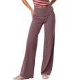thumbnail image 2 of Women's High Waisted Yoga Pants Fashion Solid Color Casual Sweatpants Trousers Purple Pink 2XL, 2 of 7