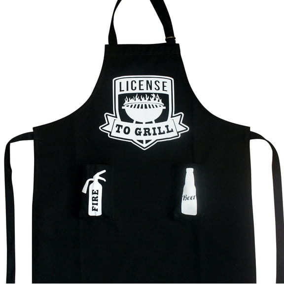 BitimexHome Black Cooking Grilling Aprons for Men with Beer Holder Pockets