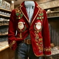 thumbnail image 5 of Lumeqa Men's Ugly Christmas Blazer Corduroy Xmas Print Holiday Party Jacket Two Button Slim Fit Business Office Blazers with Pockets, 5 of 5