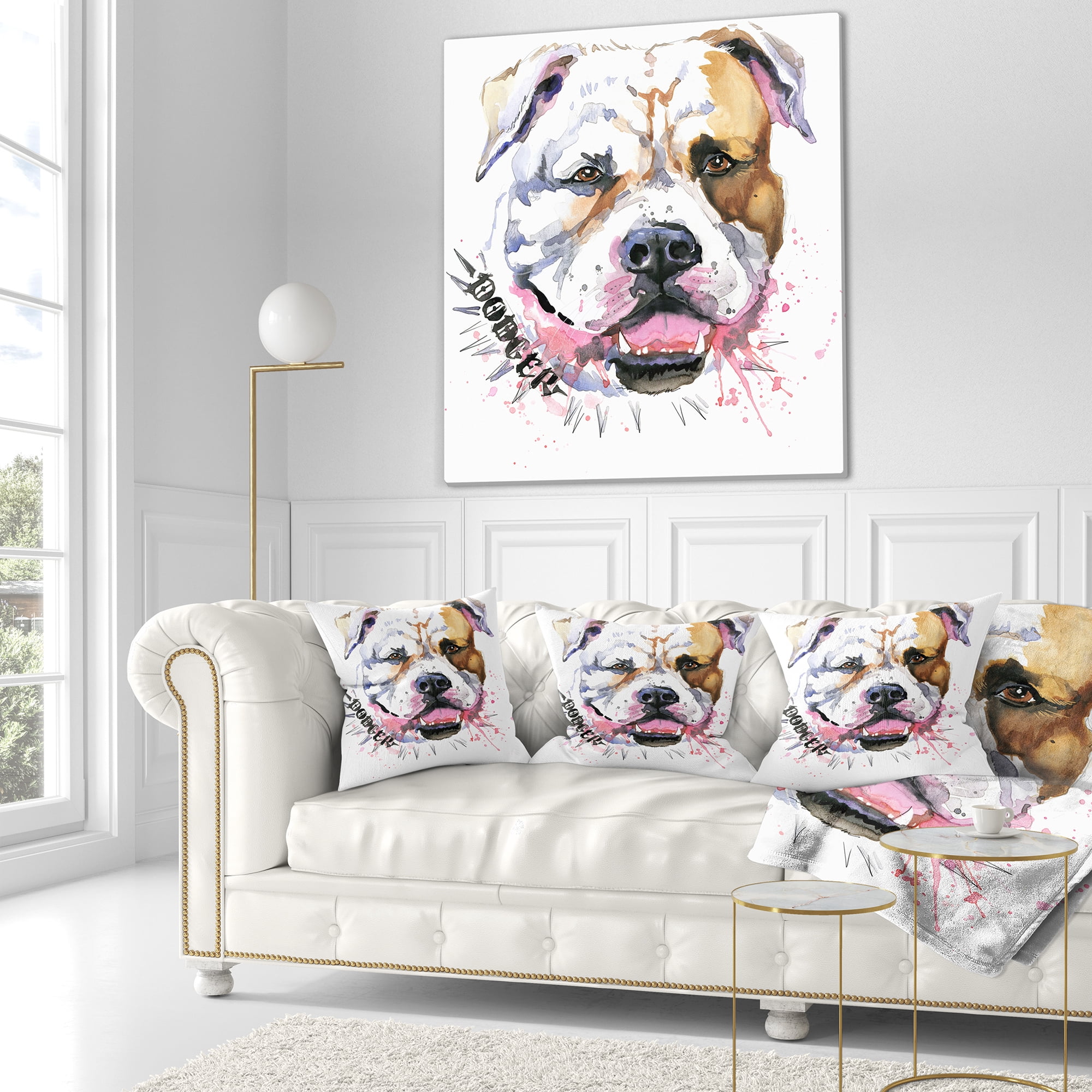 Designart Cute Dog with Open Mouth - Animal Throw Pillow - 18x18