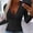 01-Black, variant on Women's Fitted V-Neck Long Sleeve Knit Pullover with Decorative Buttons - Khaki - L