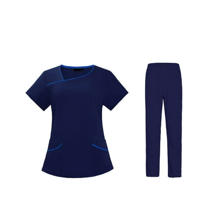 Scrubs for Women Set Navy Blue Scrubs Scrub Sets for Women Jogger Gray Scrubs Set