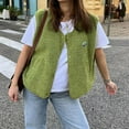 thumbnail image 2 of Women's Cropped Fuzzy Vest Casual Button Down Sleeveless Teddy Jacket Gilet Outerwear Coat, 2 of 7