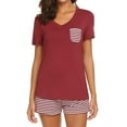 thumbnail image 4 of Christmas!! Ohufall Pajamas for Women, Women's Summer Pajamas Striped V-neck Short-sleeved Shorts Two-piece Suit Home Clothes, 4 of 5