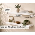 thumbnail image 2 of Induslyfe Large White Floating Wall Shelves, Wood Wall Mounted Shelf, Set, 22.5 x 6.7 in, Set of 2, shelf over toilet farmhouse decor, 2 of 5