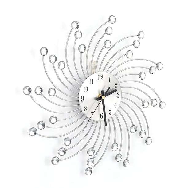 Reloj de pared decorado con diamantes de metal plateado europeo creativo Reloj de pared para sala de oficina en el hogar Decoración moderna ANGGREK Otros