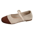 thumbnail image 5 of Rokment Color Block Knit Ballet Flat Dressy Shoes for Women Ladies Comfortable Lightweight Round Toe Ankle Strap Slip on Low Heels Walking Loafers Fall Casual Dress Dance Mary Jane Brown Size 7, 5 of 6