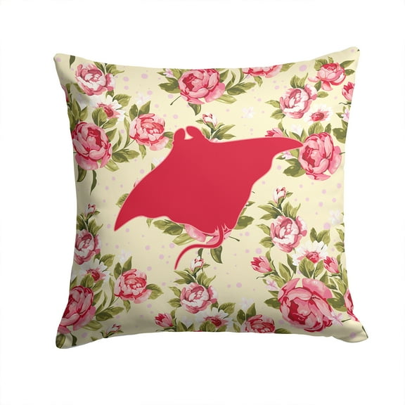Manta ray Shabby Chic Yellow Roses Fabric Decorative Pillow