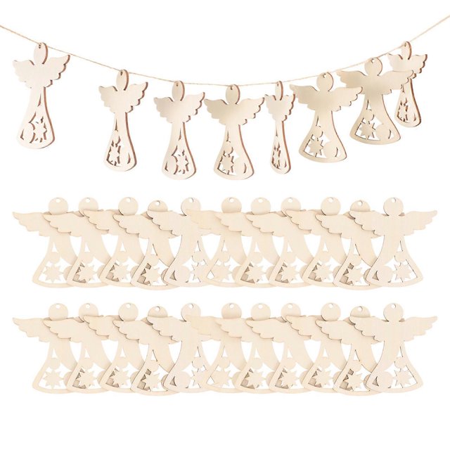 30pcs Cute Diy Handmade Crafts Diy Wood Slices Angel Shape Wood Cutouts