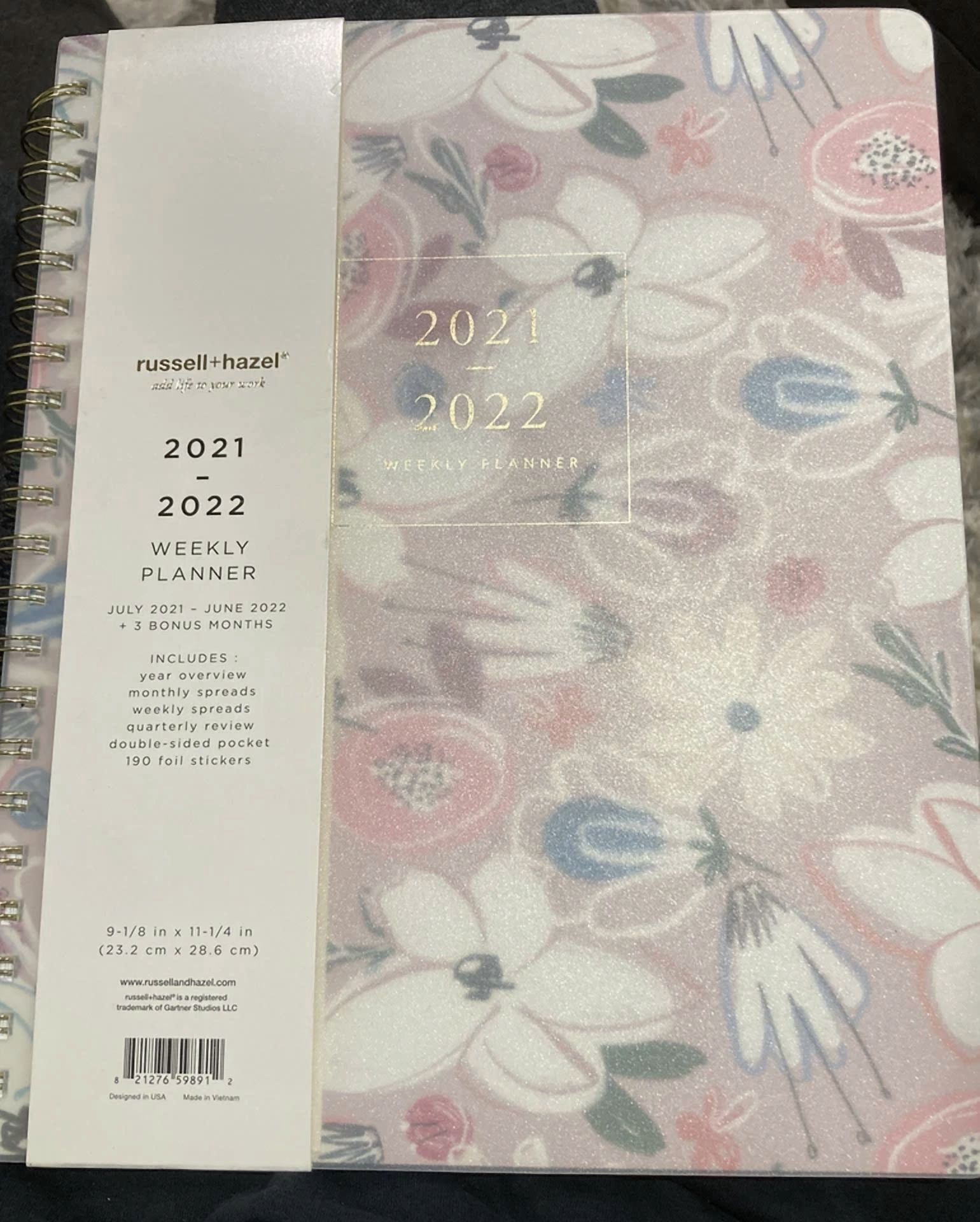 Russell+Hazel Spiral Frosted Dew Weekly Planner, July 21- Jun 22 8.5 X 11"