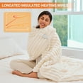 thumbnail image 4 of Heated Electric Blanket Throw: 6-Level Fast Heating, 4-Hour Auto-Off, Soft&Warm Stripe Faux Rabbit Fur, for Couch Home Office，with Overheating Protection & ETL Certified(50 x 60,Cream), 4 of 7