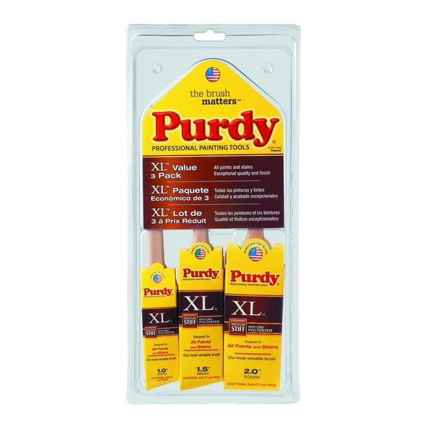 Purdy XL 1, 11/2 and 2 in. W Assorted Paint Brush Set