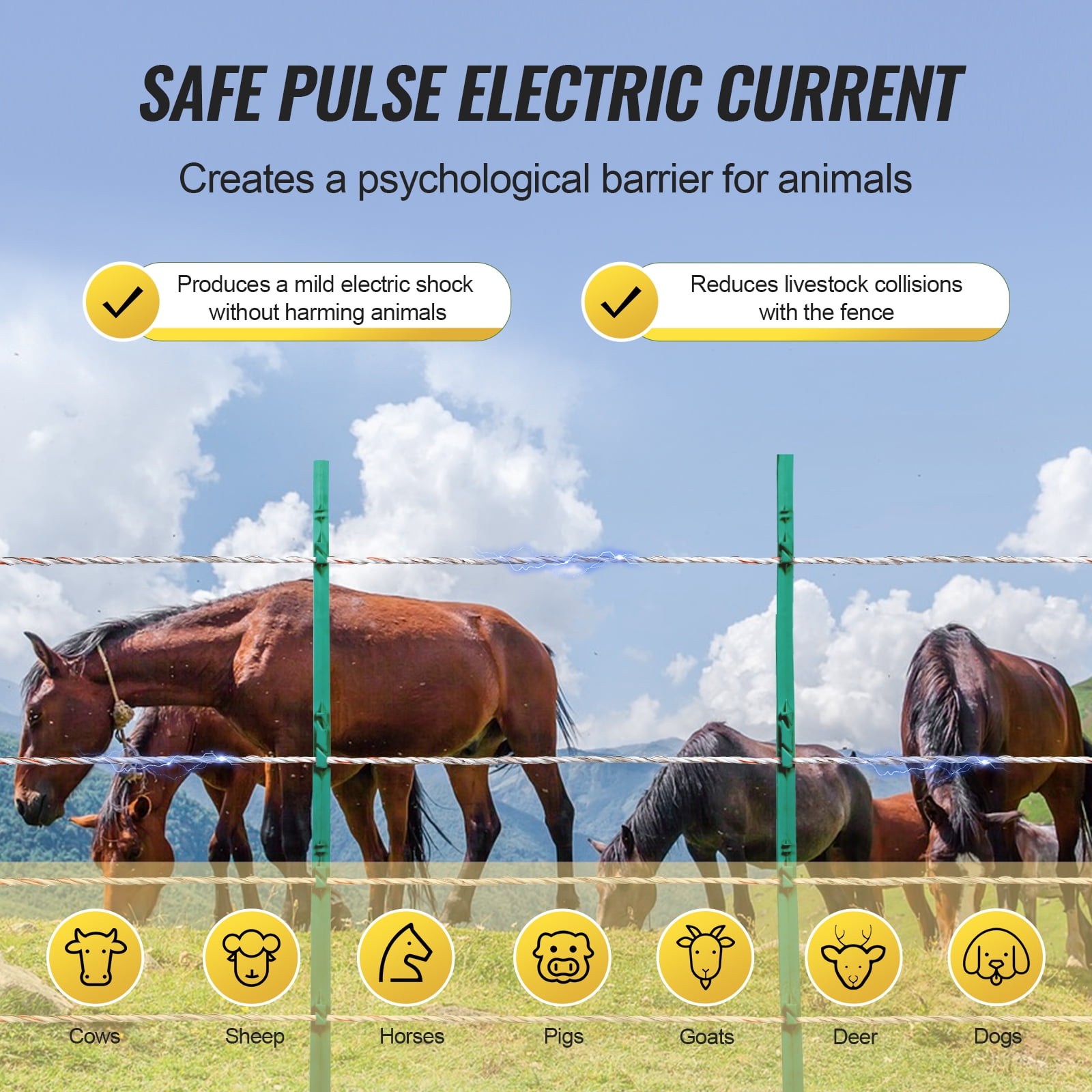 KFFKFF Electric Fence Wire, 2625Ft 800M Portable Polywire, 3/32" Diameter with 9 Metal Strands for Conductivity, UV and Rust Resistance, Fencing Rope for Horses, Cattle, and Livestock